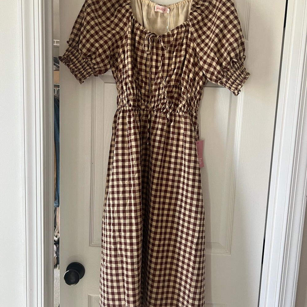 NWT Ivy City Co Kaitlyn Dress in Chocolate Gingham